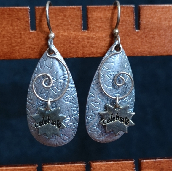 Jody Coyote Drop Dangle Earrings Celebrate Butterfly Boho Layered Silver Forest - Picture 1 of 6